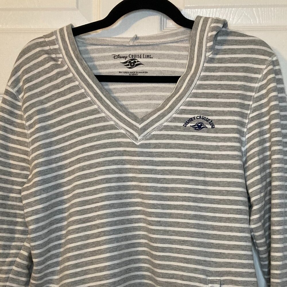 Disney Gray Striped Hoodie Sweatshirt